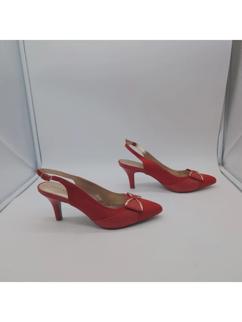 Karen Scott Sz 9.5 Elegant Red Slingback Heels Gladiss